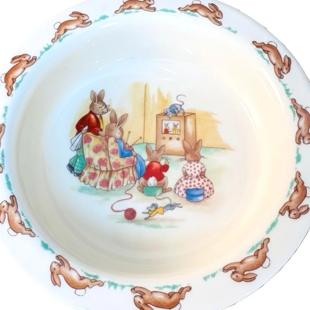 Vintage Royal Doulton Bunnykins Fine Bone China TV Time Cereal/Porridge Bowl